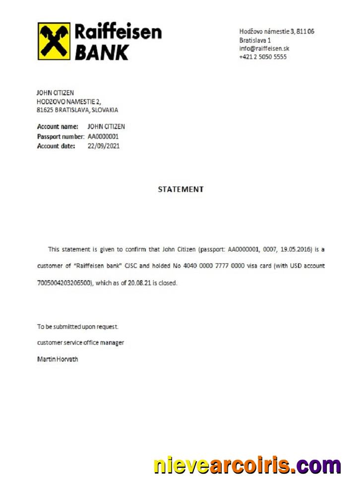 Slovakia Raiffeisen closure reference